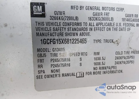 2008 Chevrolet Express Work Van z USA, uszkodzony, nr VIN 1GCFG15X681225465